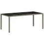 7-teiliges Garten-Essset mit Kissen aus PE-Rattan und grauem Glas von vidaXL, Gartensets - Ref: Foro24-3278577, Preis: 511,36...