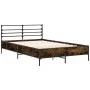 Engineered wood bed frame metal smoked oak 140x200cm by vidaXL, Beds and slatted bases - Ref: Foro24-3280044, Price: 135,36 €...