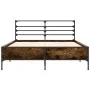 Engineered wood bed frame metal smoked oak 140x200cm by vidaXL, Beds and slatted bases - Ref: Foro24-3280044, Price: 135,36 €...