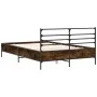 Engineered wood bed frame metal smoked oak 140x200cm by vidaXL, Beds and slatted bases - Ref: Foro24-3280044, Price: 135,36 €...