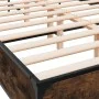 Engineered wood bed frame metal smoked oak 140x200cm by vidaXL, Beds and slatted bases - Ref: Foro24-3280044, Price: 135,36 €...
