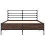 Engineered wood bed frame oak brown metal 140x200 cm by vidaXL, Beds and slatted bases - Ref: Foro24-3280046, Price: 142,72 €...