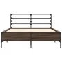 Engineered wood bed frame oak brown metal 140x200 cm by vidaXL, Beds and slatted bases - Ref: Foro24-3280046, Price: 140,95 €...