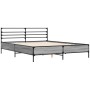 Estructura cama madera ingeniería metal gris Sonoma 150x200 cm de vidaXL, Camas y somieres - Ref: Foro24-3280050, Precio: 144...
