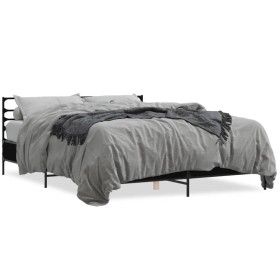Estructura de cama madera de ingeniería y metal negro 160x200cm de vidaXL, Camas y somieres - Ref: Foro24-3280052, Precio: 15...