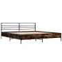 Engineered wood bed frame metal smoked oak 180x200cm by vidaXL, Beds and slatted bases - Ref: Foro24-3280059, Price: 149,21 €...