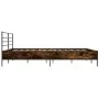 Engineered wood bed frame metal smoked oak 180x200cm by vidaXL, Beds and slatted bases - Ref: Foro24-3280059, Price: 149,21 €...