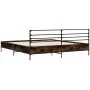 Engineered wood bed frame metal smoked oak 180x200cm by vidaXL, Beds and slatted bases - Ref: Foro24-3280059, Price: 149,21 €...