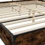 Engineered wood bed frame metal smoked oak 180x200cm by vidaXL, Beds and slatted bases - Ref: Foro24-3280059, Price: 149,21 €...