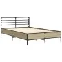 Estructura cama madera ingeniería metal roble Sonoma 140x190 cm de vidaXL, Camas y somieres - Ref: Foro24-3280078, Precio: 13...