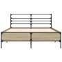 Estructura cama madera ingeniería metal roble Sonoma 140x190 cm de vidaXL, Camas y somieres - Ref: Foro24-3280078, Precio: 13...