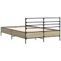 Estructura cama madera ingeniería metal roble Sonoma 140x190 cm de vidaXL, Camas y somieres - Ref: Foro24-3280078, Precio: 13...