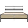 Estructura cama madera ingeniería metal roble Sonoma 135x190 cm de vidaXL, Camas y somieres - Ref: Foro24-3280073, Precio: 13...