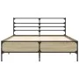 Sonoma oak metal engineered wood bed frame 135x190 cm by vidaXL, Beds and slatted bases - Ref: Foro24-3280073, Price: 132,07 ...