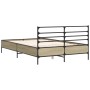 Estructura cama madera ingeniería metal roble Sonoma 135x190 cm de vidaXL, Camas y somieres - Ref: Foro24-3280073, Precio: 13...