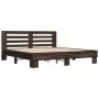 Estructura cama madera ingeniería metal marrón roble 200x200 cm de vidaXL, Camas y somieres - Ref: Foro24-3280086, Precio: 16...