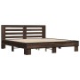 Oak brown metal engineered wood bed frame 200x200 cm by vidaXL, Beds and slatted bases - Ref: Foro24-3280086, Price: 167,96 €...