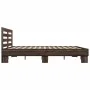 Estructura cama madera ingeniería metal marrón roble 200x200 cm de vidaXL, Camas y somieres - Ref: Foro24-3280086, Precio: 16...