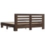 Oak brown metal engineered wood bed frame 200x200 cm by vidaXL, Beds and slatted bases - Ref: Foro24-3280086, Price: 167,96 €...
