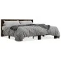 Engineered wood bed frame metal smoked oak 200x200cm by vidaXL, Beds and slatted bases - Ref: Foro24-3280084, Price: 160,28 €...