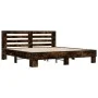 Engineered wood bed frame metal smoked oak 200x200cm by vidaXL, Beds and slatted bases - Ref: Foro24-3280084, Price: 160,28 €...