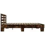 Engineered wood bed frame metal smoked oak 200x200cm by vidaXL, Beds and slatted bases - Ref: Foro24-3280084, Price: 160,28 €...