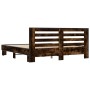 Engineered wood bed frame metal smoked oak 200x200cm by vidaXL, Beds and slatted bases - Ref: Foro24-3280084, Price: 162,22 €...