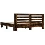 Engineered wood bed frame metal smoked oak 200x200cm by vidaXL, Beds and slatted bases - Ref: Foro24-3280084, Price: 160,28 €...