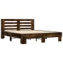 Engineered wood bed frame metal smoked oak 150x200cm by vidaXL, Beds and slatted bases - Ref: Foro24-3280099, Price: 146,34 €...