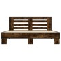 Engineered wood bed frame metal smoked oak 150x200cm by vidaXL, Beds and slatted bases - Ref: Foro24-3280099, Price: 146,34 €...