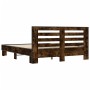 Engineered wood bed frame metal smoked oak 150x200cm by vidaXL, Beds and slatted bases - Ref: Foro24-3280099, Price: 146,34 €...