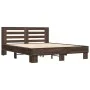 Oak brown metal engineered wood bed frame 150x200 cm by vidaXL, Beds and slatted bases - Ref: Foro24-3280101, Price: 149,76 €...