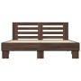 Estructura cama madera ingeniería metal marrón roble 150x200 cm de vidaXL, Camas y somieres - Ref: Foro24-3280101, Precio: 15...