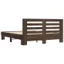 Oak brown metal engineered wood bed frame 150x200 cm by vidaXL, Beds and slatted bases - Ref: Foro24-3280101, Price: 149,76 €...