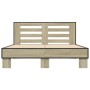 Sonoma oak metal engineered wood bed frame 140x200 cm by vidaXL, Beds and slatted bases - Ref: Foro24-3280103, Price: 144,23 ...