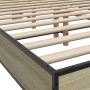 Sonoma oak metal engineered wood bed frame 120x200 cm by vidaXL, Beds and slatted bases - Ref: Foro24-3280108, Price: 140,49 ...