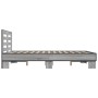 Estructura cama madera ingeniería metal gris Sonoma 120x190 cm