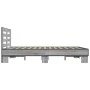 Sonoma gray metal engineered wood bed frame 120x190 cm by vidaXL, Beds and slatted bases - Ref: Foro24-3280120, Price: 140,71...