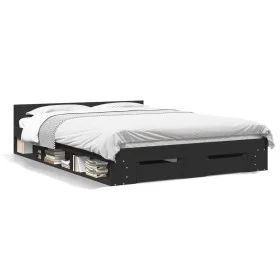 Black engineered wood bed frame with drawers 160x200 cm by vidaXL, Beds and slatted bases - Ref: Foro24-3280735, Price: 179,4...