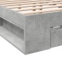 Cama con cajones madera ingeniería gris hormigón 160x200 cm de vidaXL, Camas y somieres - Ref: Foro24-3280737, Precio: 187,77...