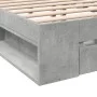 Concrete gray engineered wood bed with drawers 160x200 cm by vidaXL, Beds and slatted bases - Ref: Foro24-3280737, Price: 185...