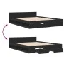 Black engineered wood bed with drawers 140x200 cm by vidaXL, Beds and slatted bases - Ref: Foro24-3280749, Price: 194,13 €, D...