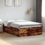 Smoked oak engineered wood bed frame 135x190cm by vidaXL, Beds and slatted bases - Ref: Foro24-3280948, Price: 136,58 €, Disc...