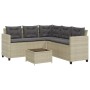 L-förmiges Gartensofa mit Tisch und hellgrauen PE-Rattankissen von vidaXL, Gartensets - Ref: Foro24-369044, Preis: 296,73 €, ...