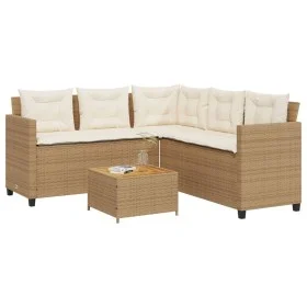 L-shaped garden sofa with beige PE rattan table and cushions by vidaXL, Garden sets - Ref: Foro24-369050, Price: 407,83 €, Di...