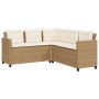 L-förmiges Gartensofa mit beigem PE-Rattantisch und Kissen von vidaXL, Gartensets - Ref: Foro24-369050, Preis: 294,78 €, Raba...