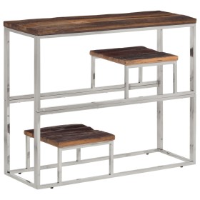 Console table stainless steel solid wood silver by vidaXL, Side tables - Ref: Foro24-350013, Price: 95,42 €, Discount: %