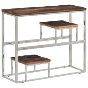 Console table stainless steel solid wood silver by vidaXL, Side tables - Ref: Foro24-350013, Price: 94,54 €, Discount: %