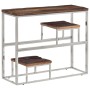 Mesa consola acero inoxidable madera maciza traviesa plateado de vidaXL, Mesas auxiliares - Ref: Foro24-350013, Precio: 95,37...