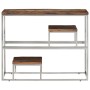 Mesa consola acero inoxidable madera maciza traviesa plateado de vidaXL, Mesas auxiliares - Ref: Foro24-350013, Precio: 95,37...